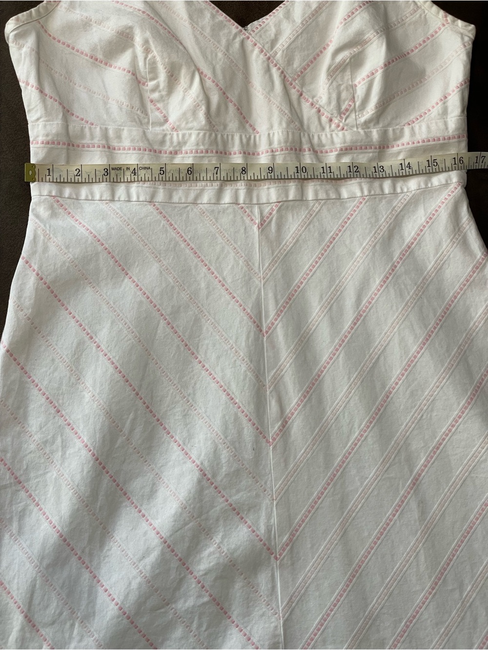 Casual Corner 100% Cotton Fully Lined White Pink Striped Sundress Size 12 - Picture 11 of 16